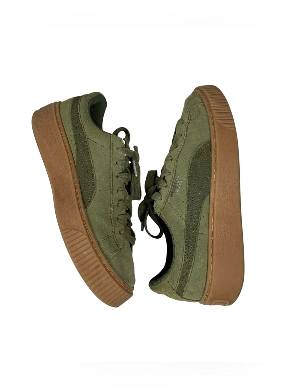 PUMA Burnt Olive Gum Suede Sneakers